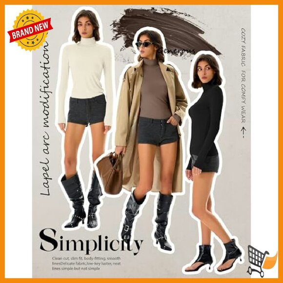 3 Pack Slim Fit Turtleneck Tops Lightweight Stretch Base Layer Tees - Picture 4 of 8